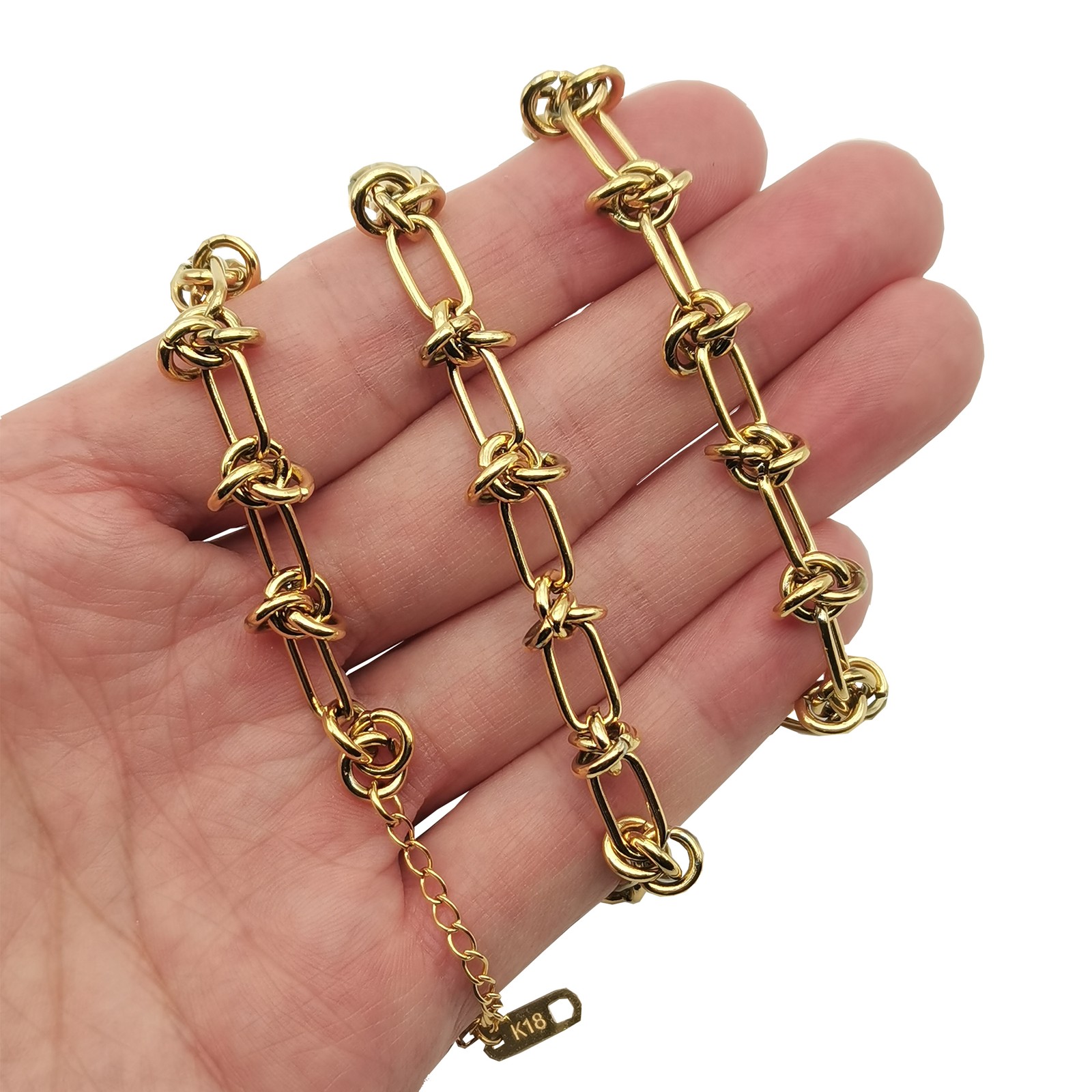 18K Yellow Gold Filled Nickel/Tarnish-Free 16+2 inch 6 mm Knotted Chain Necklace