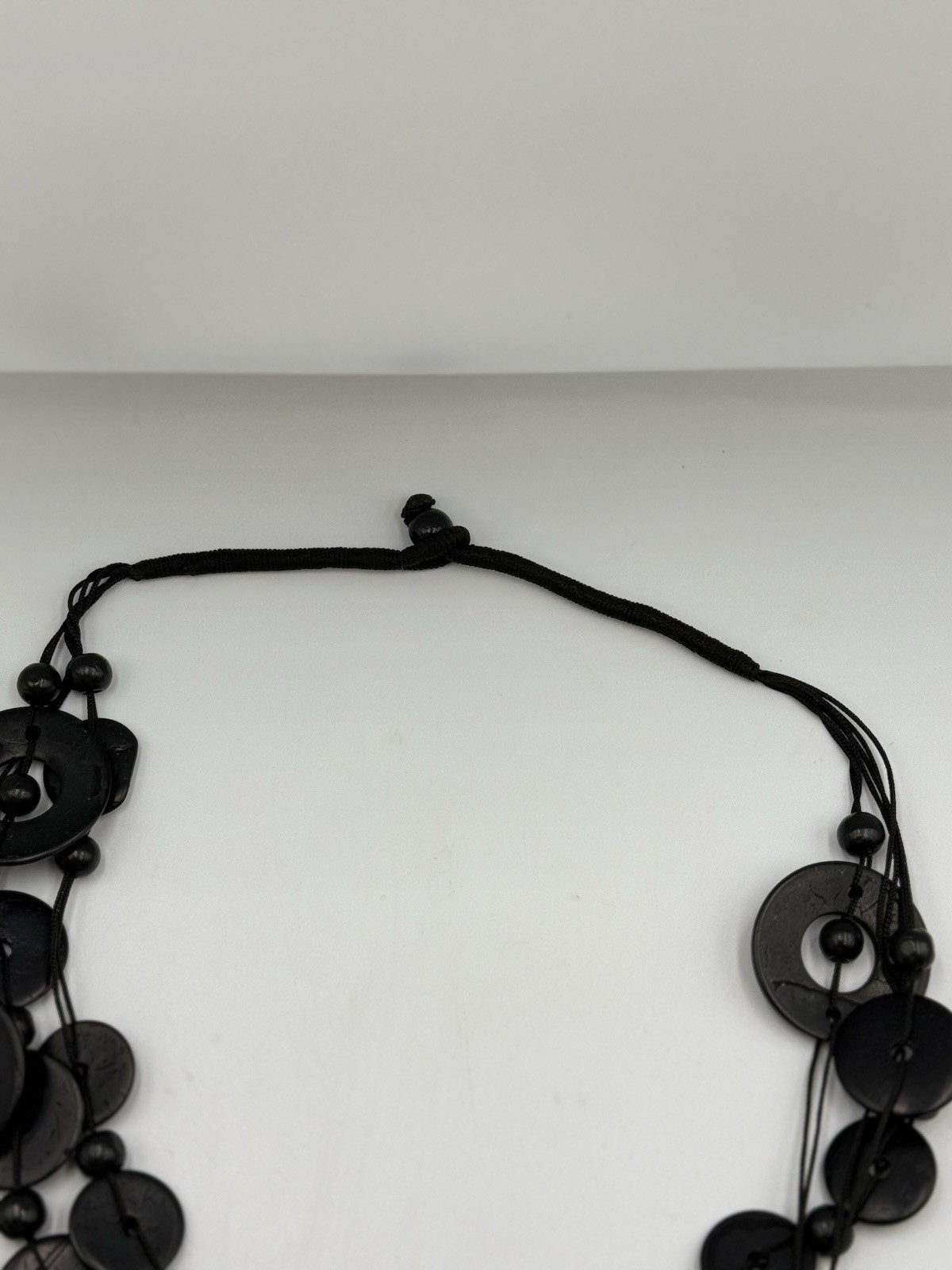 Black Layered Statement Necklace Dyed Shell Disc Bead