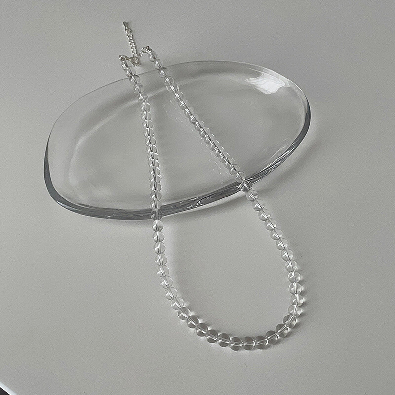 6mm Clear Quartz Beaded Choker Healing Dainty Women Crystal Energy Necklace Gift