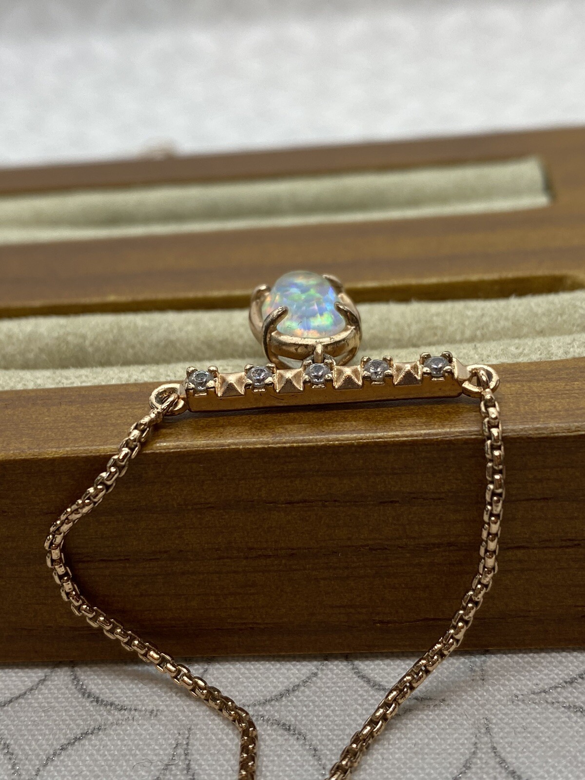 Kendra Scott Fischer Pendant Necklace White Kyocera Opal Rose Gold Tone