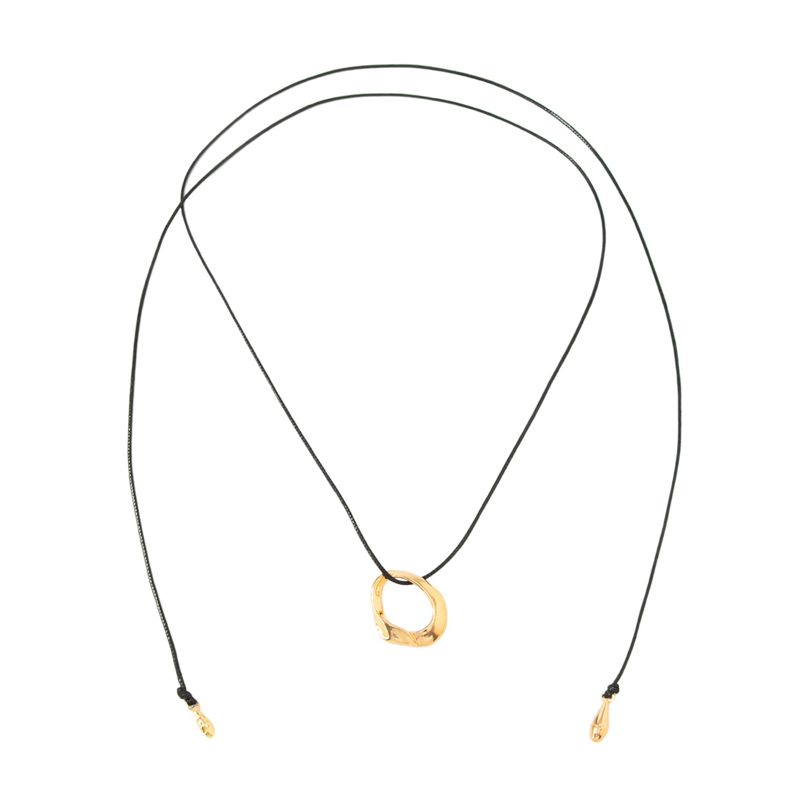 Womens Simple Irregular Geometric Pendant Wax Rope Chain Long Wrap Necklace Gift