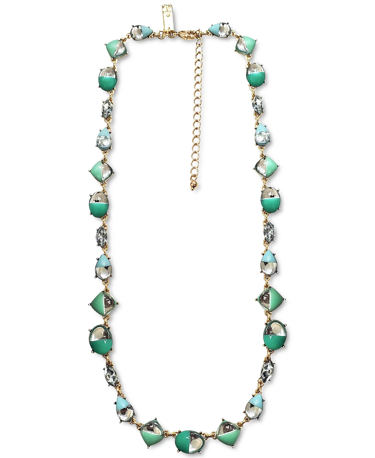 INC International Concepts Gold Tone Beaded Necklace Turquoise One Size