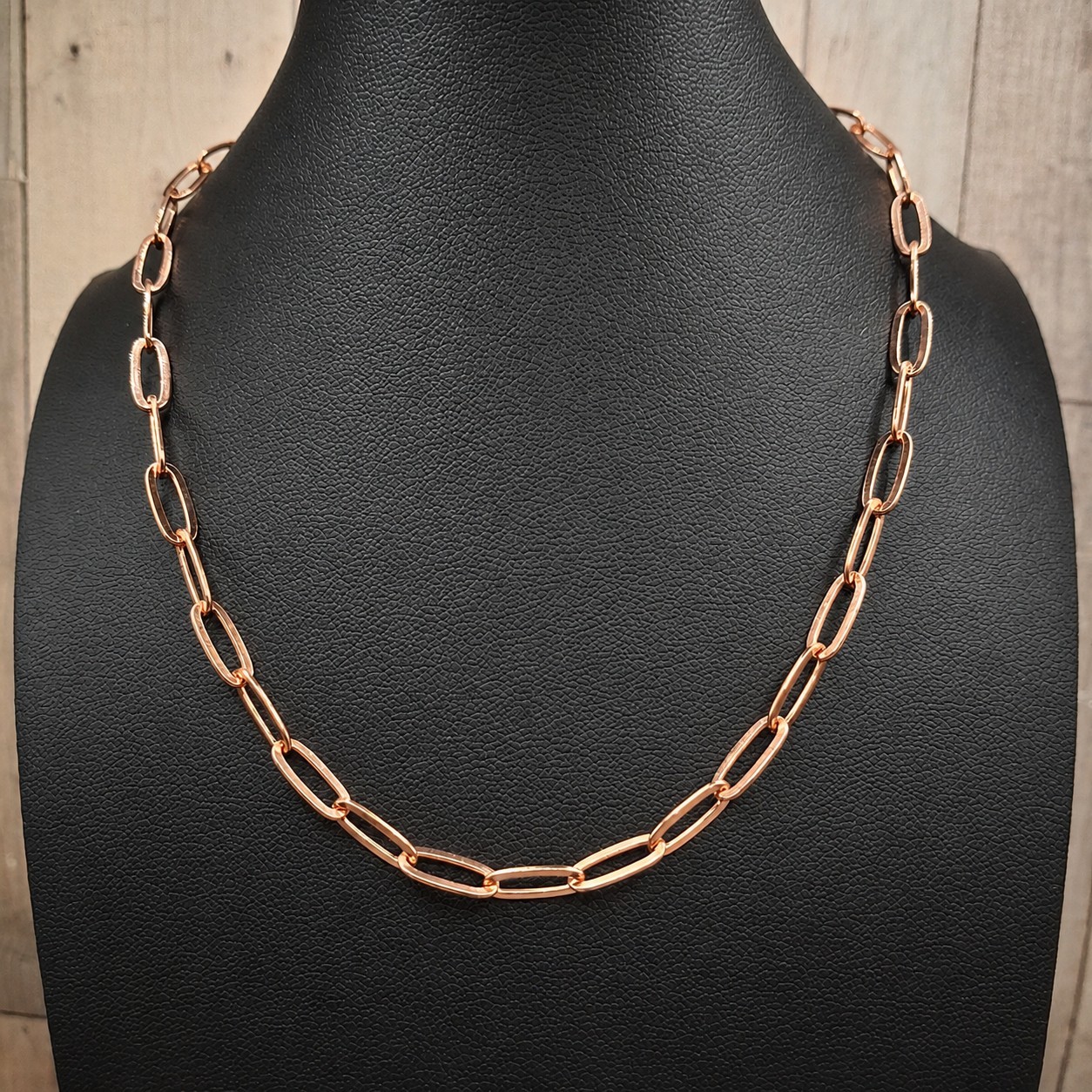Solid Copper Paperclip Link Necklace 14-23 inch Adjustable Modern Statement
