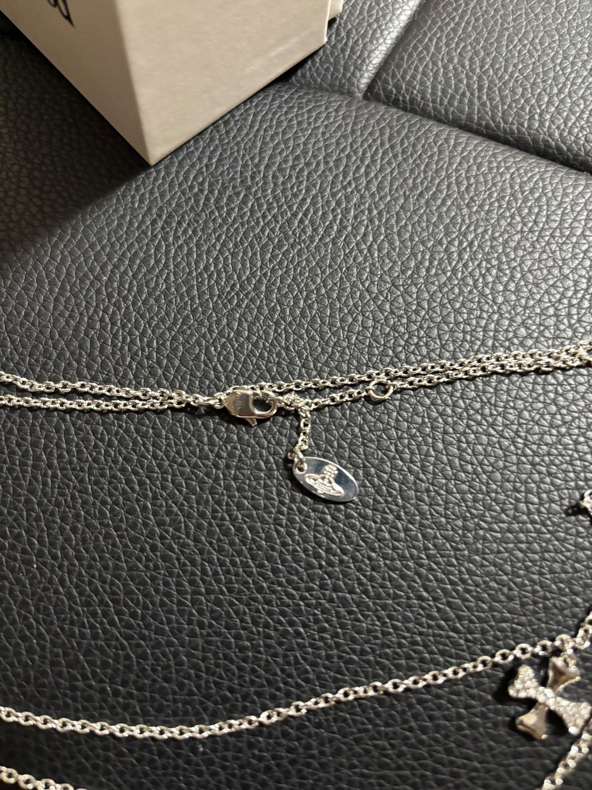 Vivienne Westwood Necklace Double Chain Skull Orb Silver 3cm x 2.5cm 48cm NO BOX