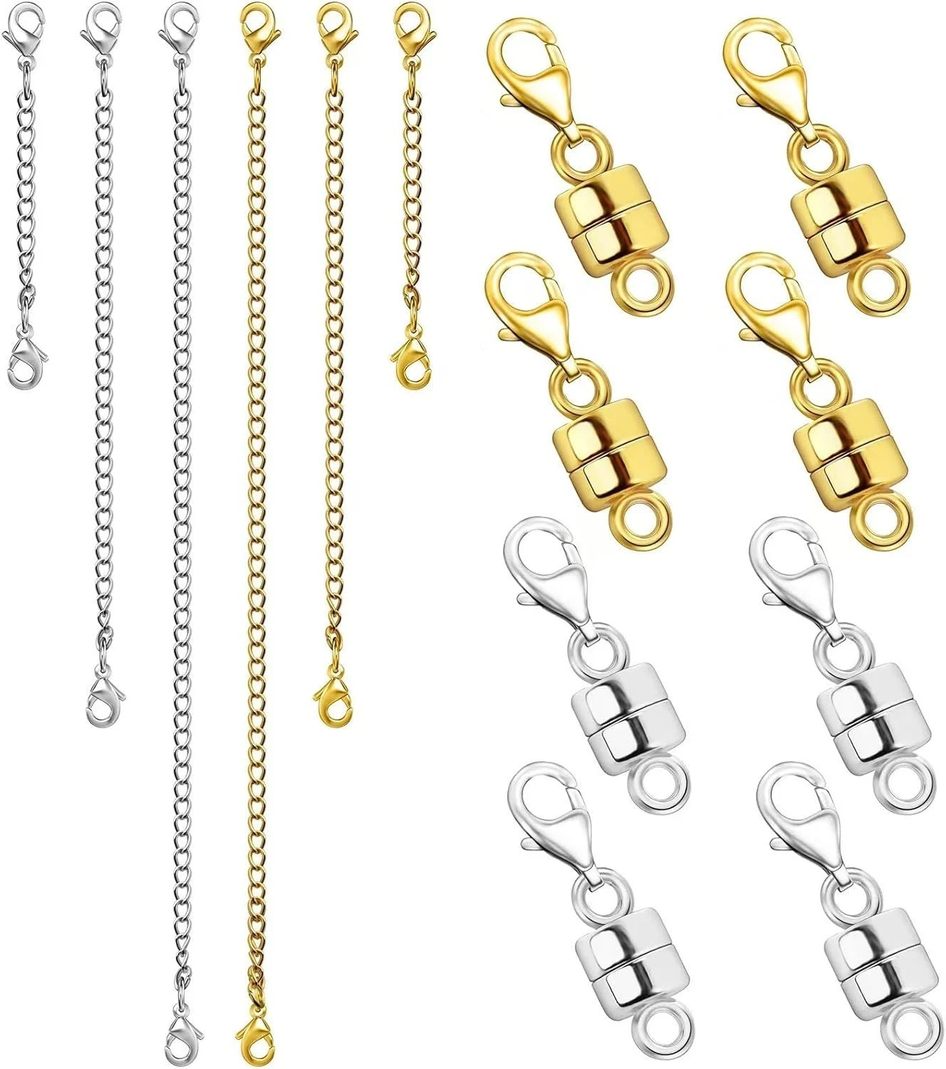 Necklace Extenders for Women and Magnetic Necklace Clasp, Gold and Silver Chain