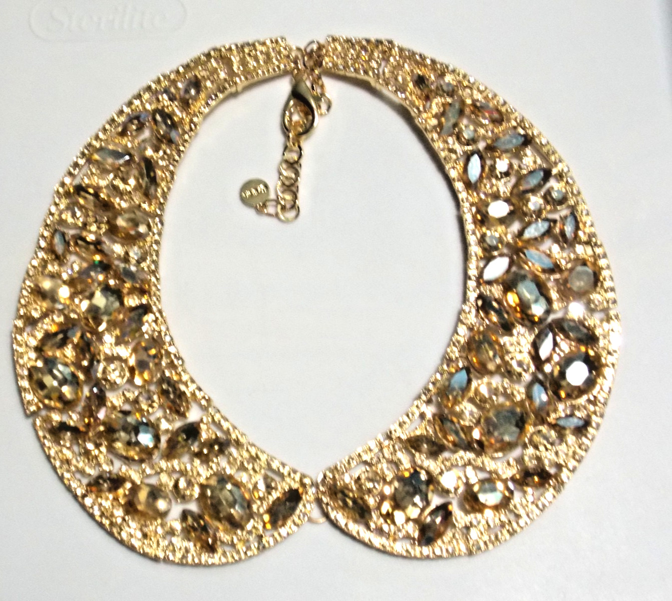 ISAAC MIZRAHI CLEAR CRYSTAL COLLAR NECKLACE GOLDTONE