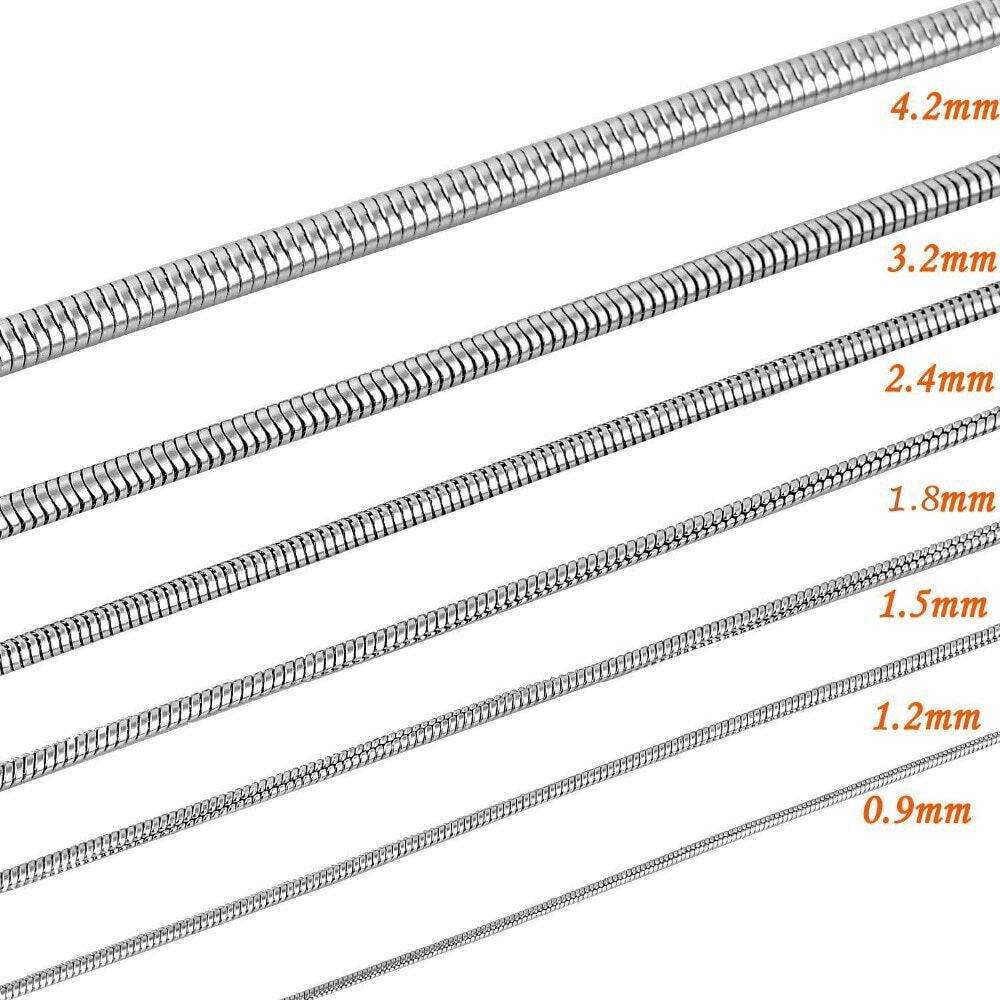 50Pcs Men Women Silver Stainless Steel Round Cable Snake Chain Necklace 18″-28″