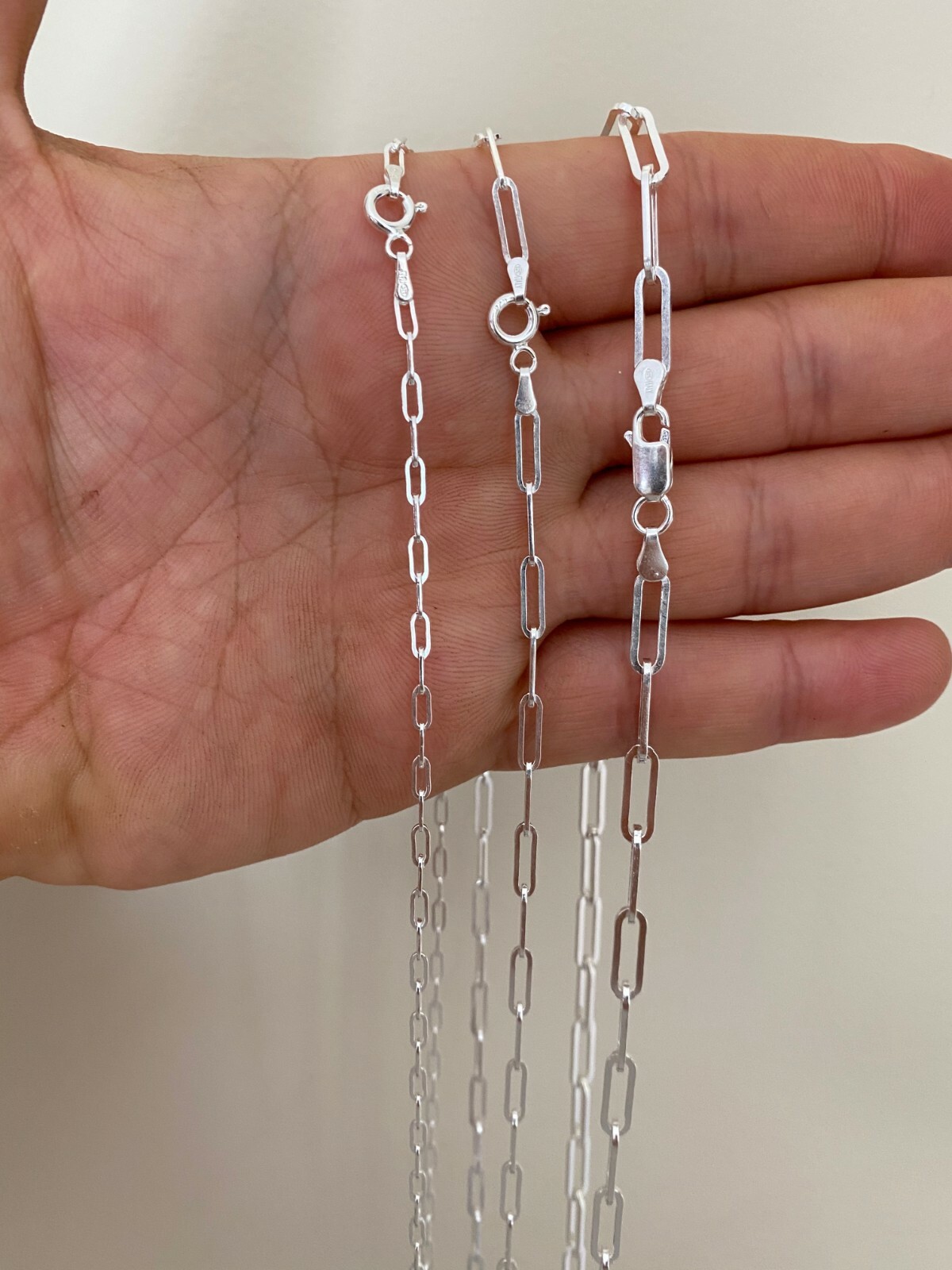 Solid 925 Sterling Silver Paperclip Rolo Chain 2.5mm – 4mm Cable Necklace Italy