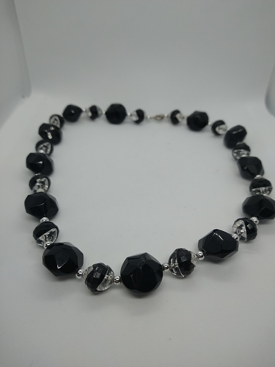 Necklace black Goth clear vintage beads vintage style retro Halloween y2k 1990′