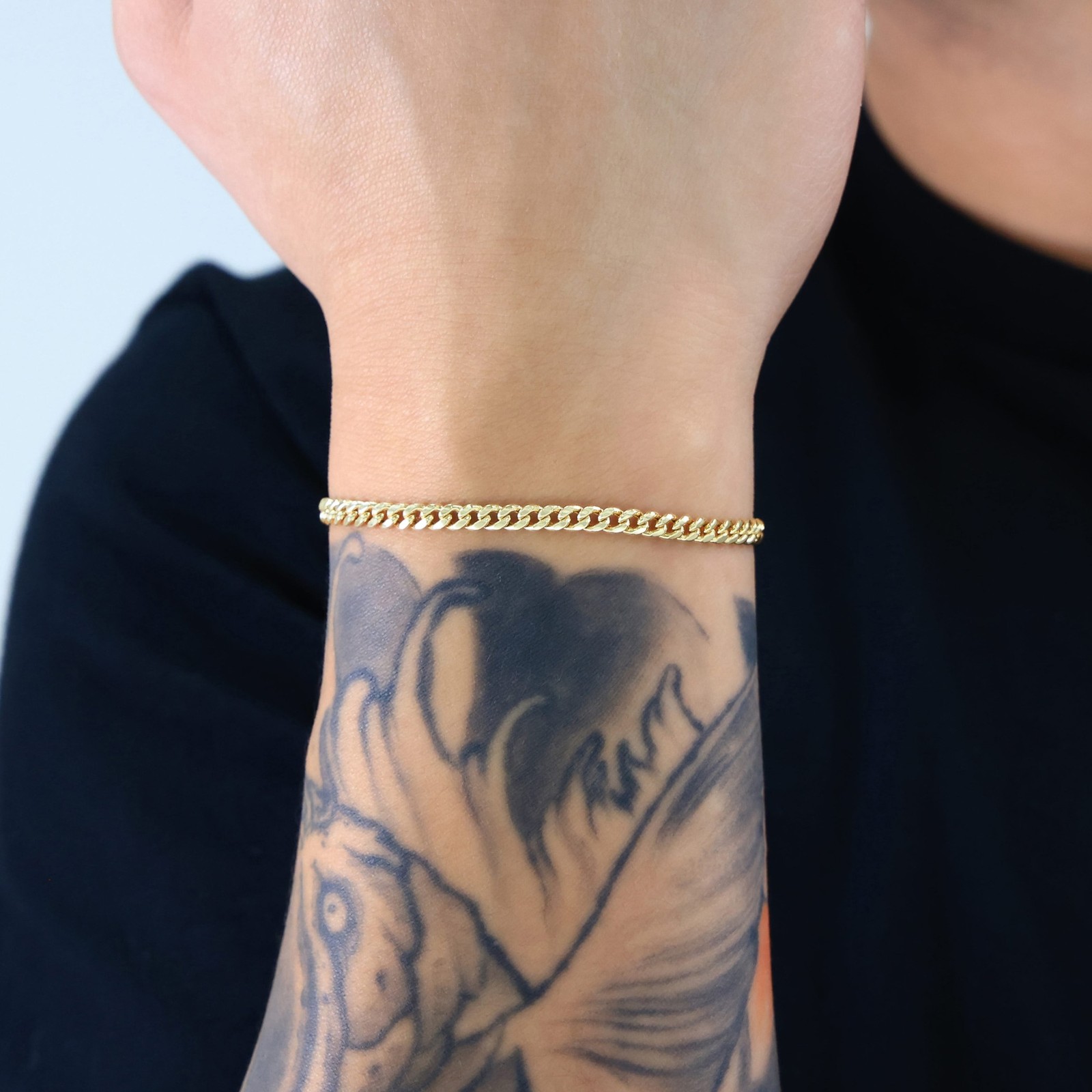10K Yellow Gold 4mm Miami Cuban Link Chain Bracelet Men Women 7″ 7.5″ 8″ 8.5″ 9″