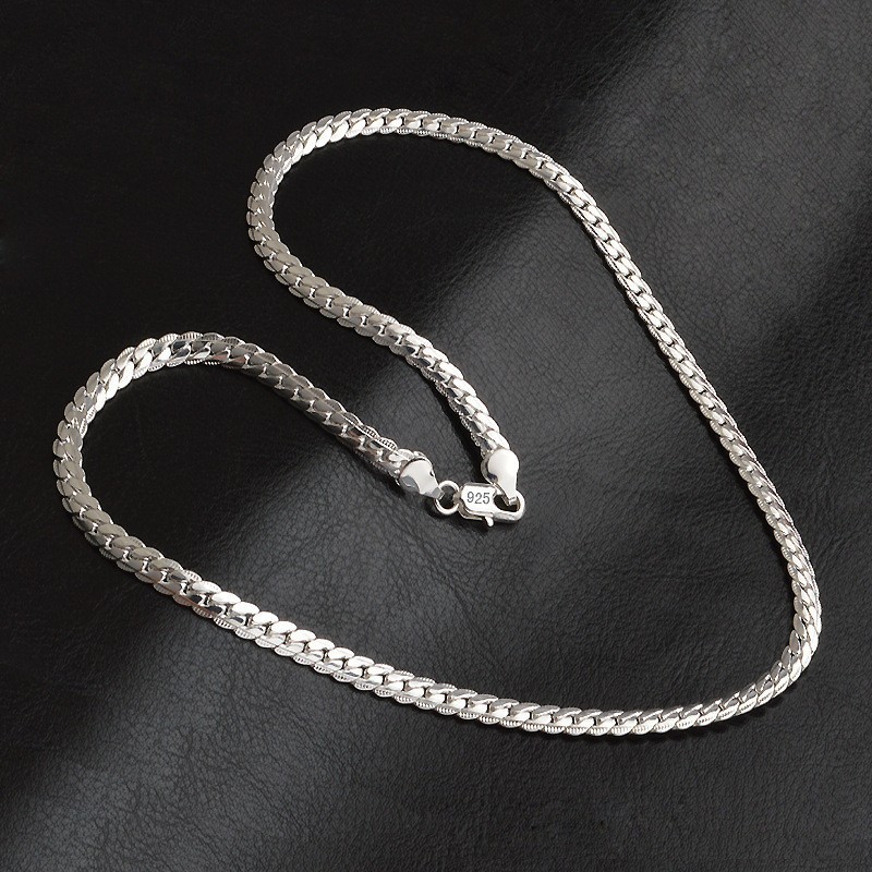 925 Sterling Solid Silver Chain Necklace Jewelry for Women Men Fashion Gift