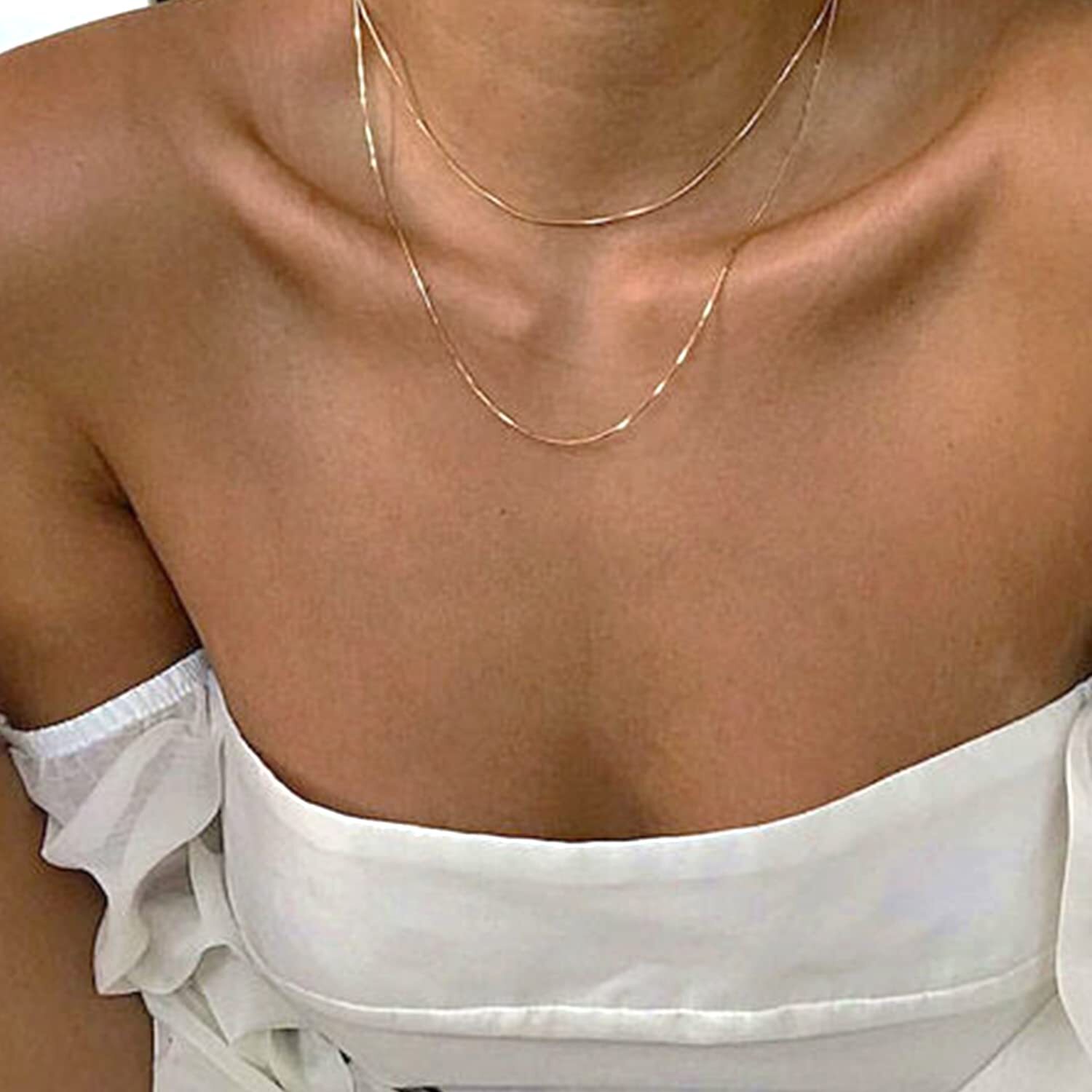 10k Real Solid Gold Mirror Box Chain Necklace, 0.6mm (24 Inches, Yellow Gold)