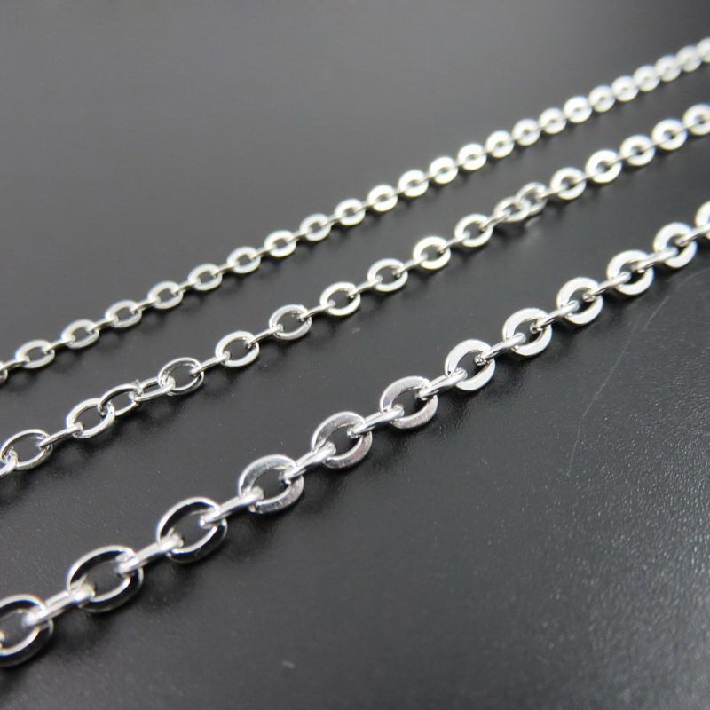 1.5-3.2mm 16″-32″ Wholesale Stainless Steel Silver Oval Chain Necklace Jewelry