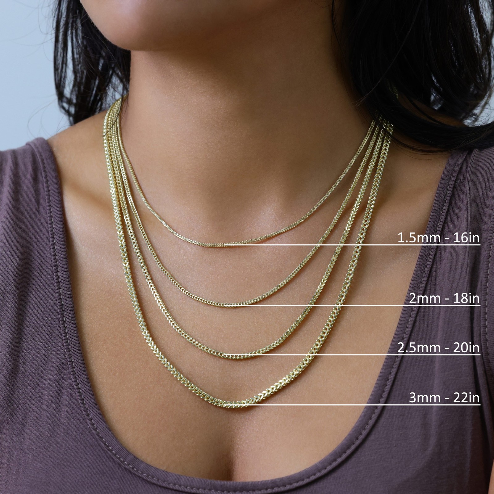 10K Yellow Gold 1.5mm-6mm Franco Square Box Chain Necklace Mens Womens 16″- 30″