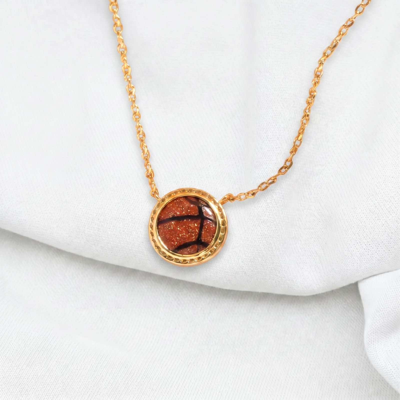 Kendra Scott Basketball Orange Goldstone Gold Short Necklace | NEW