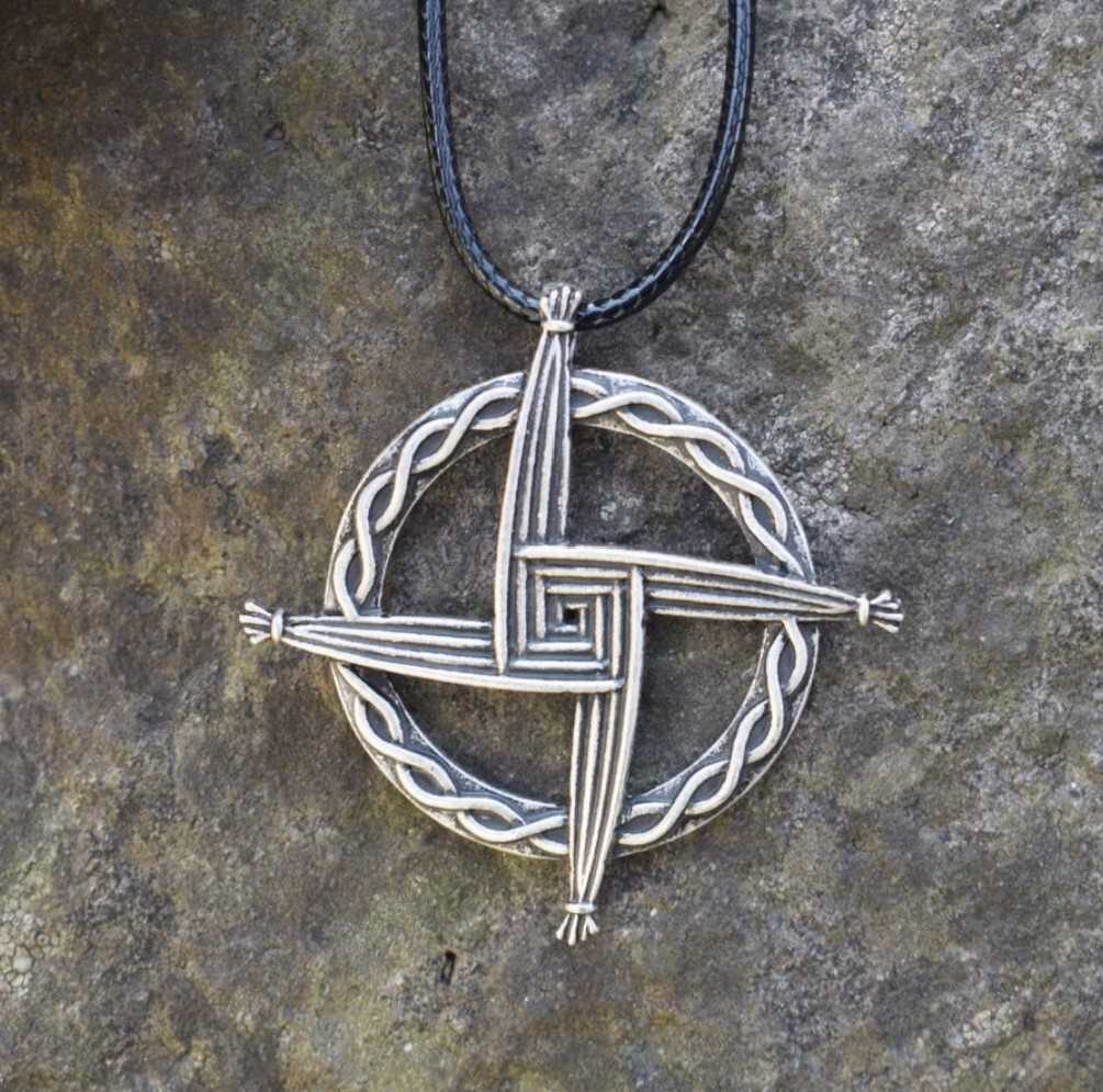 Alloy St Brigid Cross Pendant with 50cm plus 5cm extender cord necklace