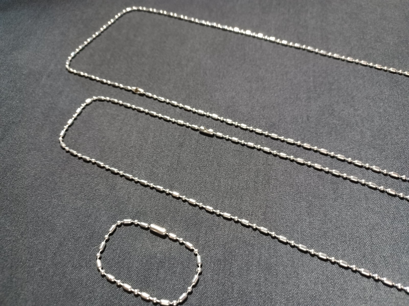 Stainless Steel Bar & Ball Bead Military Type Dog Tag Chain, Necklace, Bracelet
