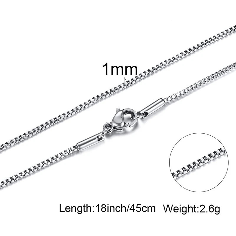 Stainless Steel Chain Necklace Thin 1-3mm Classic Link 18-24 Inch Collar Jewelry