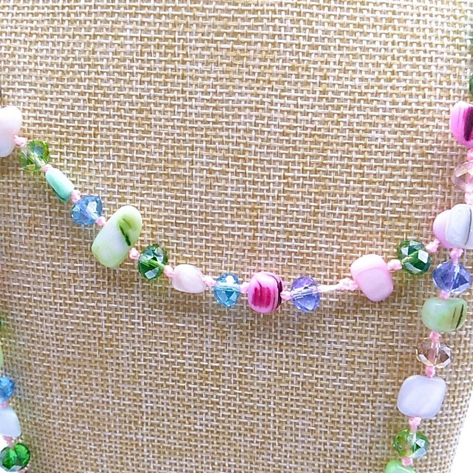 MOP + Faceted Pastel Multi-colored Beaded Necklace