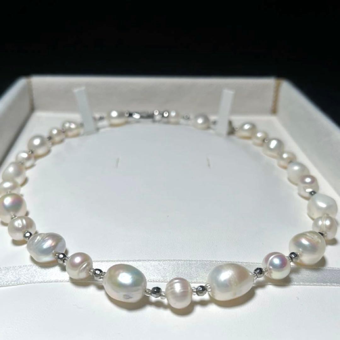 Large Genuine Pearl Necklace Baroque 7.5-11.0mm From Japan