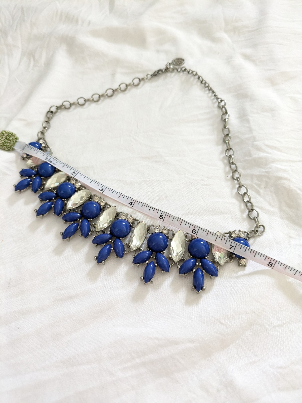 Blue & Crystal Statement Necklace Fashion Jewelry Faceted Acrylic Rhinestones