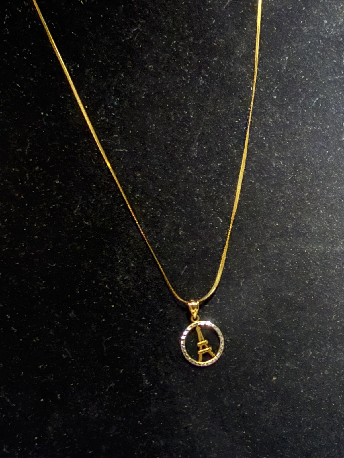 Solid 18k yellow gold 16 inches snake chain with 2tone reversible pendant