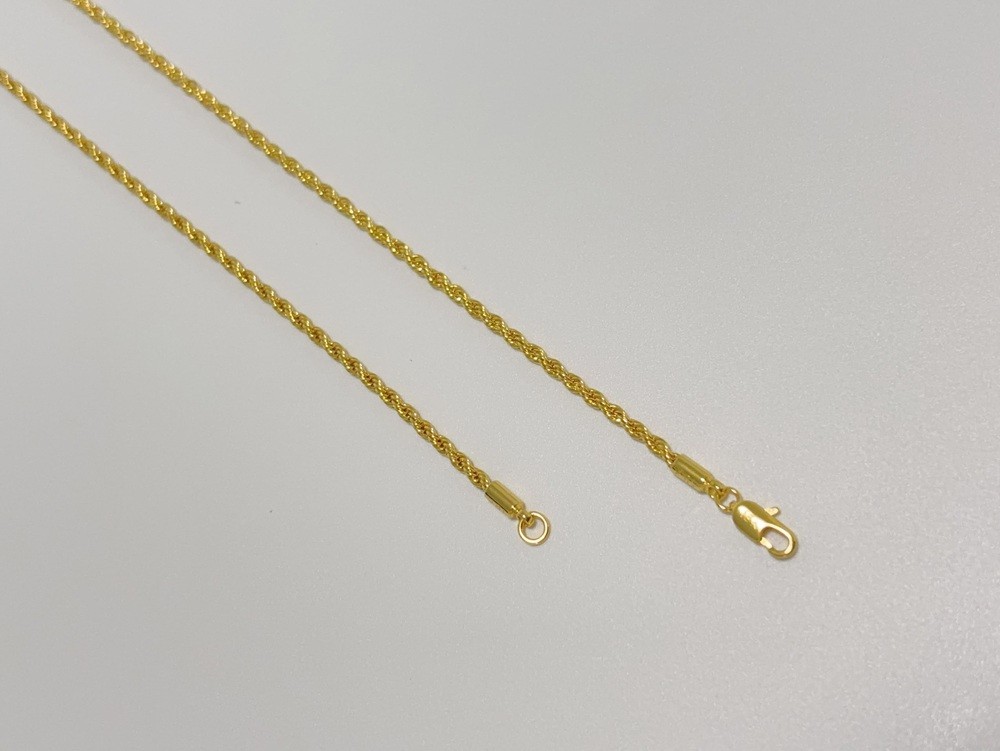 18K Yellow Gold Solid 2.5mm Rope Chain Diamond Cut Pendant Necklace 20″ Chain