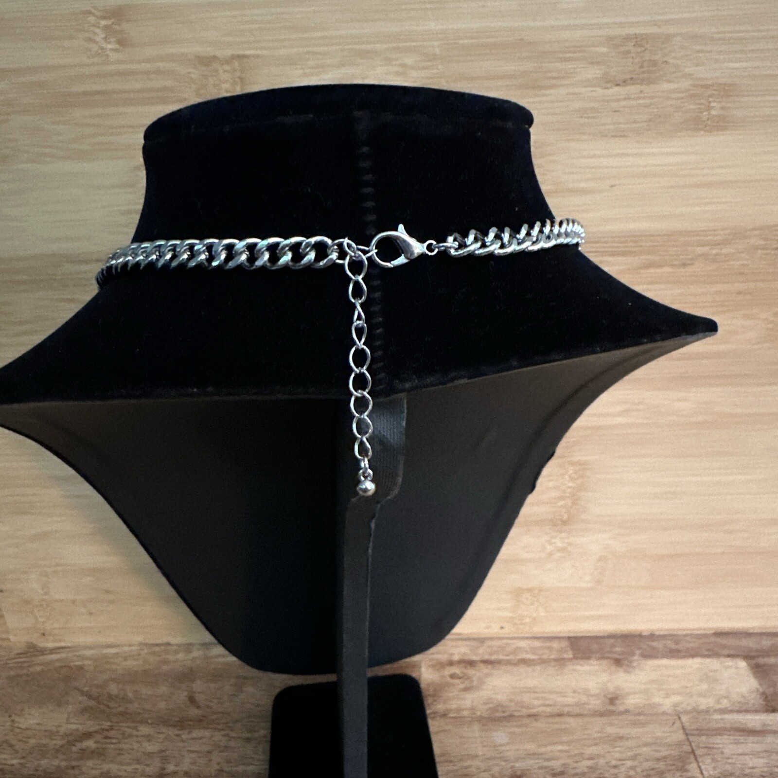 Bar Spike Collar Statement Necklace Silver Tone Chain 17-21” Modern Jewelry