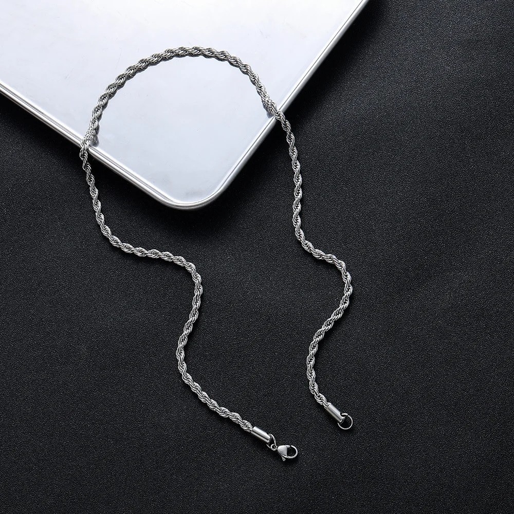 2/3/4/5/6mm Stainless Steel Women Men Rope Chains Necklaces 16-30”