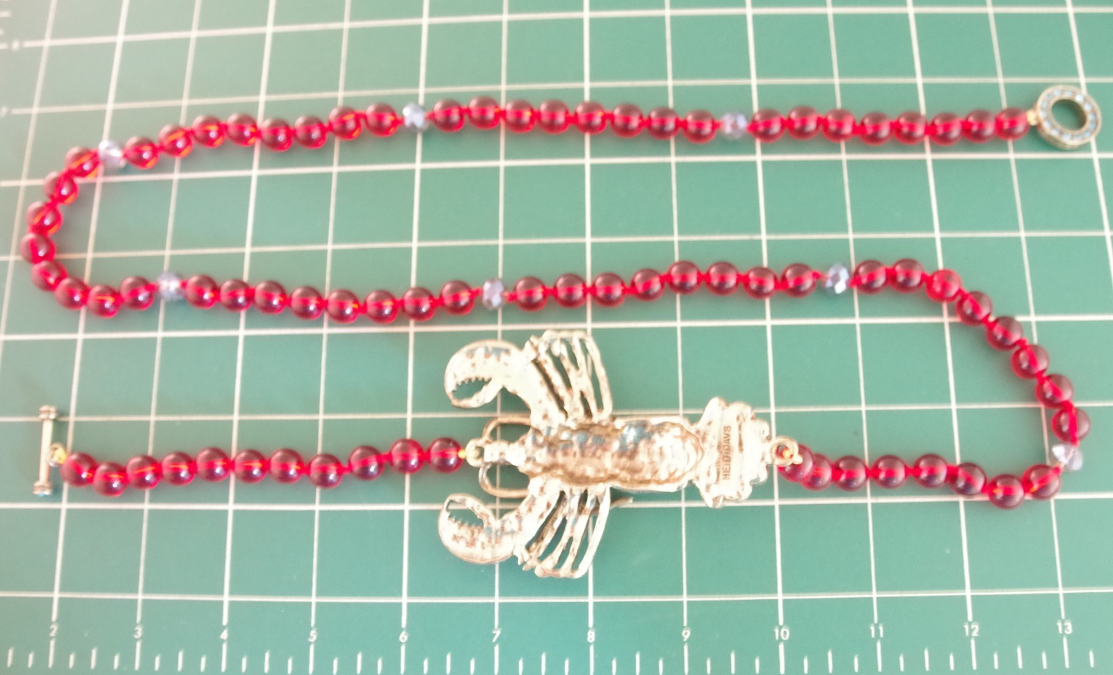 40″ DESIGNER STYLE 3.75″ CRYSTAL RHINESTONE LOBSTER SHELLFISH BEADED NECKLACE