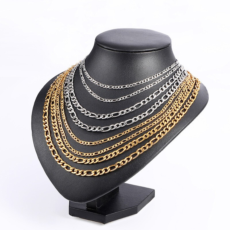 Stainless Steel Figaro Rope Chain Jewelry 16″-36″ Mens Necklace 3/4/5/6/7/9/12mm