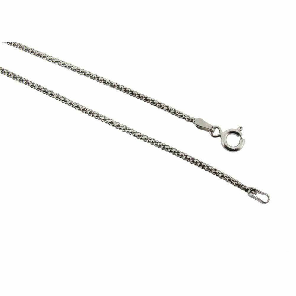 1.5mm Popcorn Chain .925 Sterling Silver Rhodium Plated Necklace Jewelry