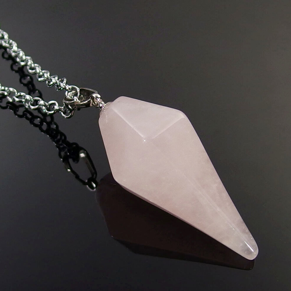 Cone Pendulum Natural Crystal Gemstone Hexagonal Point Pendant Energy Healing