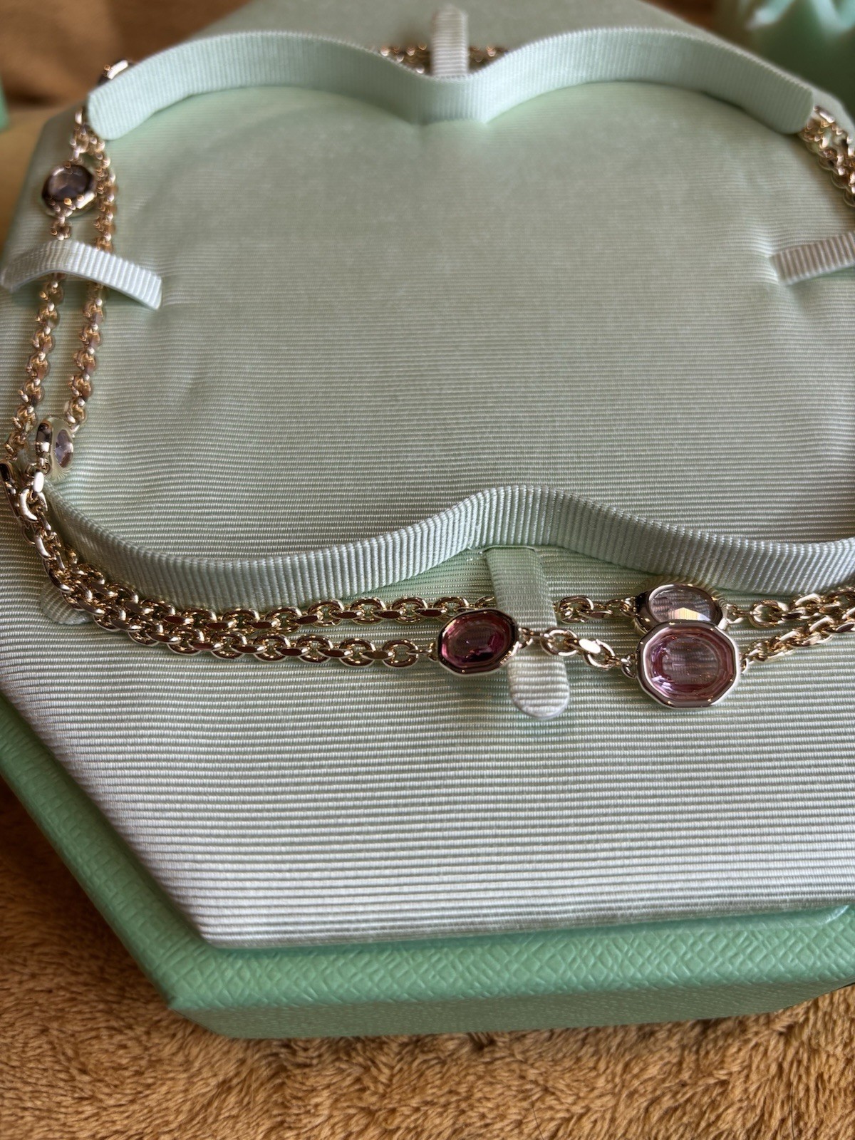 Swarovski Imber strandage Octagon cut, Long, Pink, Gold-tone plated Necklace