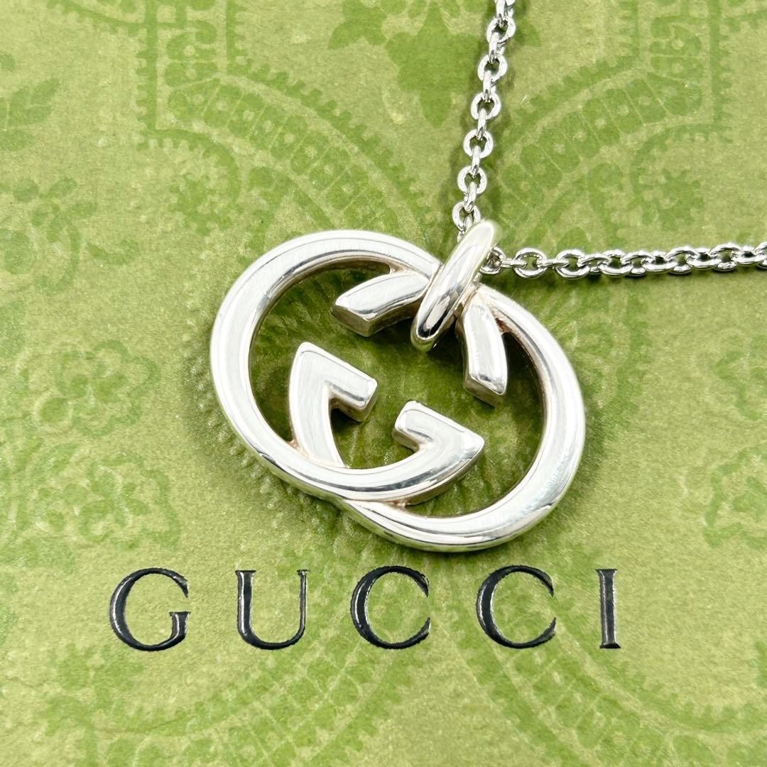Excellent Gucci GUCCI Necklace Interlocking Silver 925