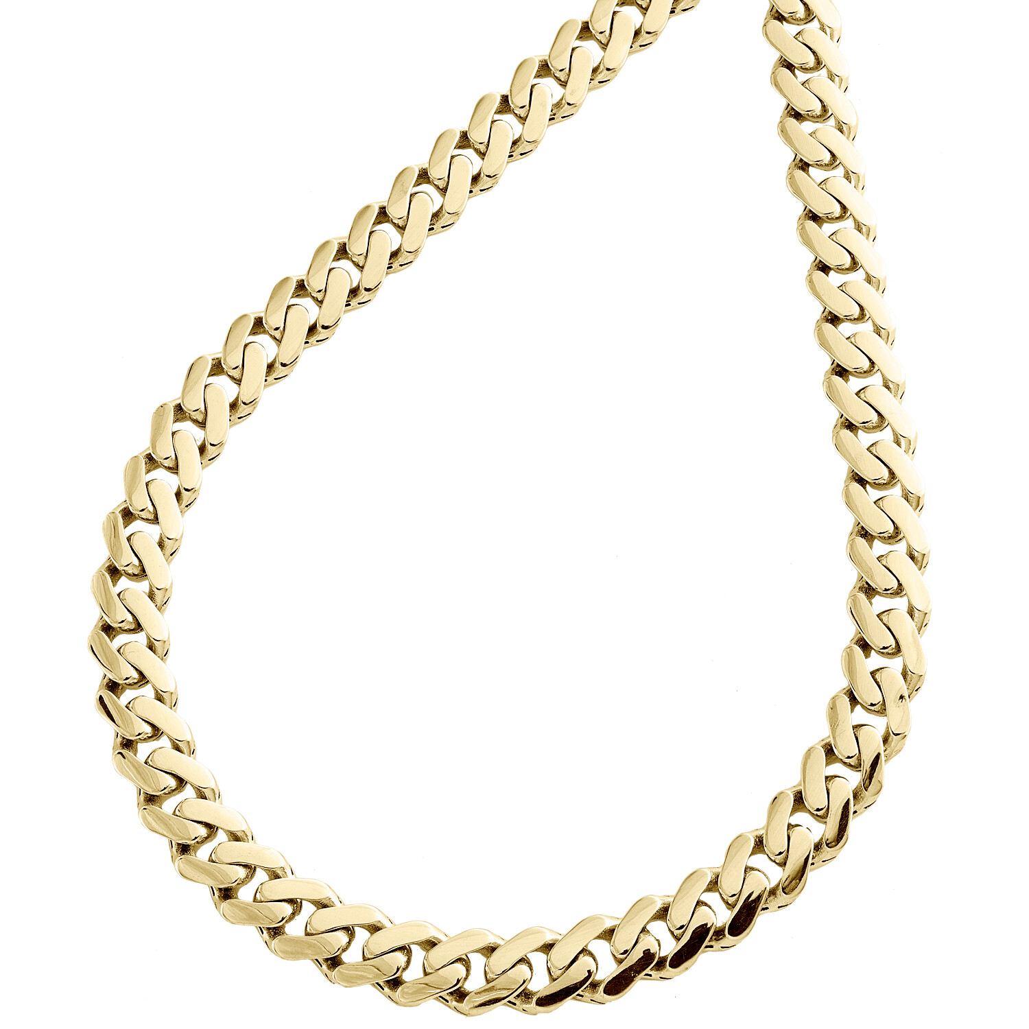 10K Yellow Gold Cubic Zirconia 6.5mm Monaco / Cuban Link Chain CZ Necklace 24″