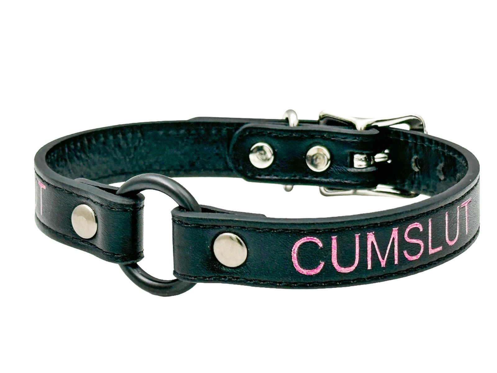 Name Black Ring Choker BDSM Collar Vegan Leather Necklace O Ring Fetish Ball