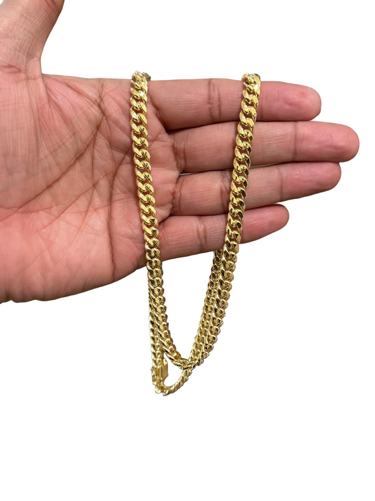 14k Yellow Gold 8mm Miami Cuban Link Chain Necklace 24” Inc Box Lock Top Quality