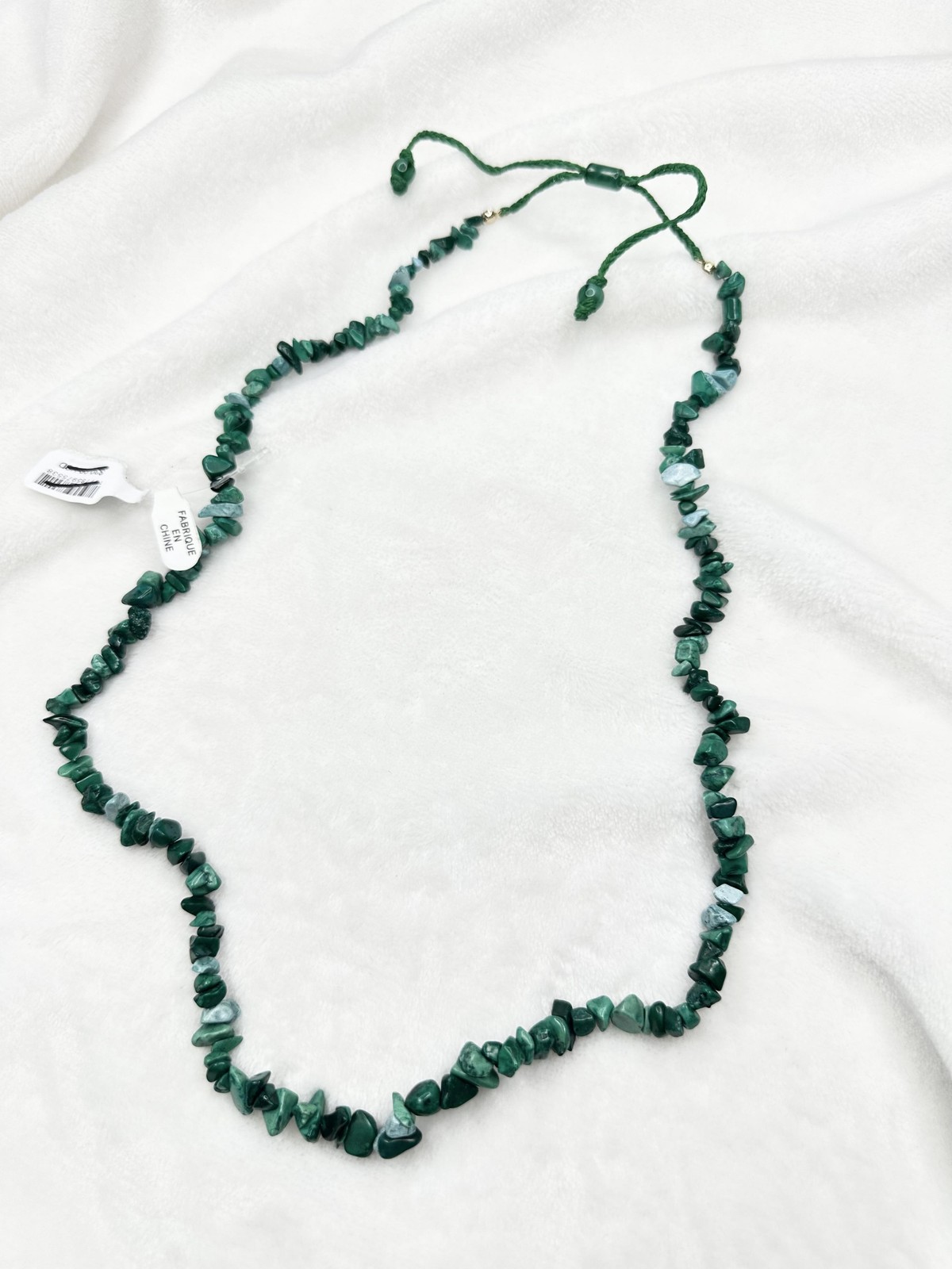 NEW Free People Bohemian Single Strand Crystal Beaded Necklace Malachite Green