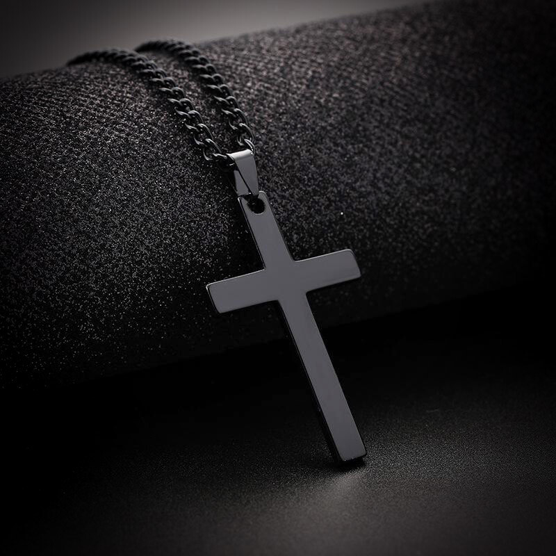 Boys Mens Stainless Steel Vintage Cross Pendant Necklace Men Women