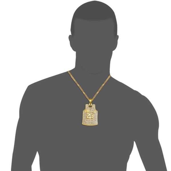 23 Chicago Bulls Michael Jordan NBA Jersey Necklace – Gold Colored – Rhinestone