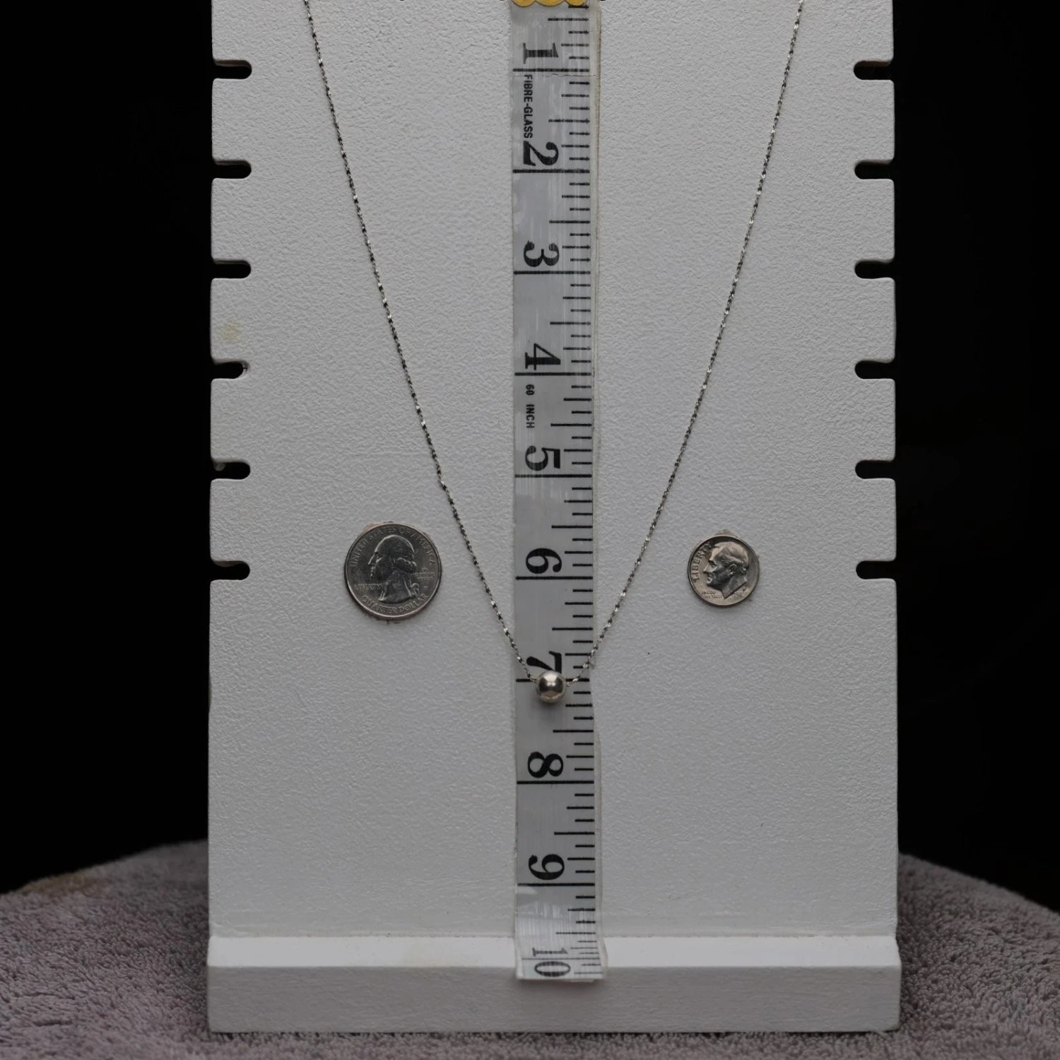 Vintage Italy 925 Sterling Silver Ball Pendant Necklace 18 Inch Sparkle Chain