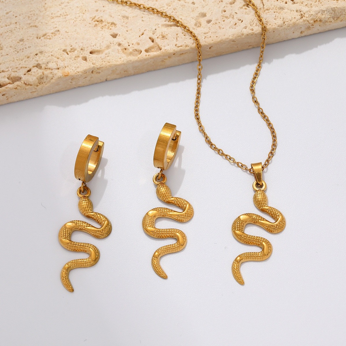 Stainless Steel Snake Chain Necklace For Women Gold Tone Minimal Jewelry