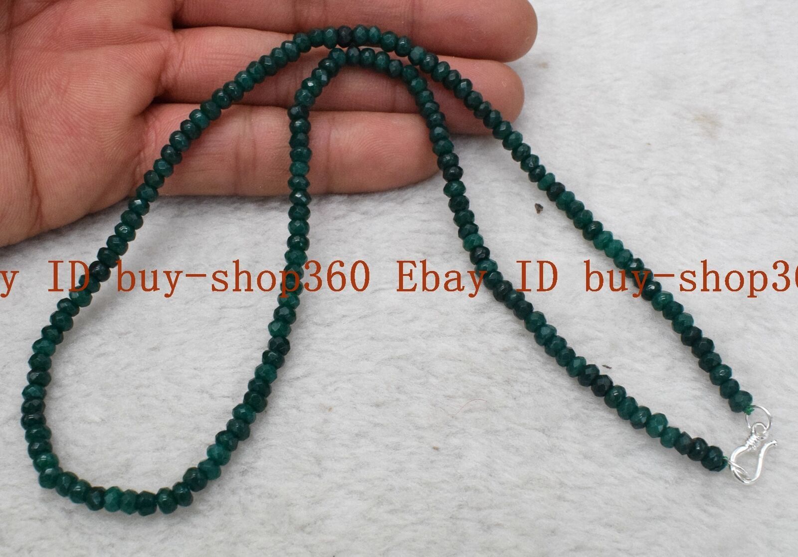 Natural 2x4mm Dark Green Jade Abacus Gemstone Beads Necklace 18” AAA