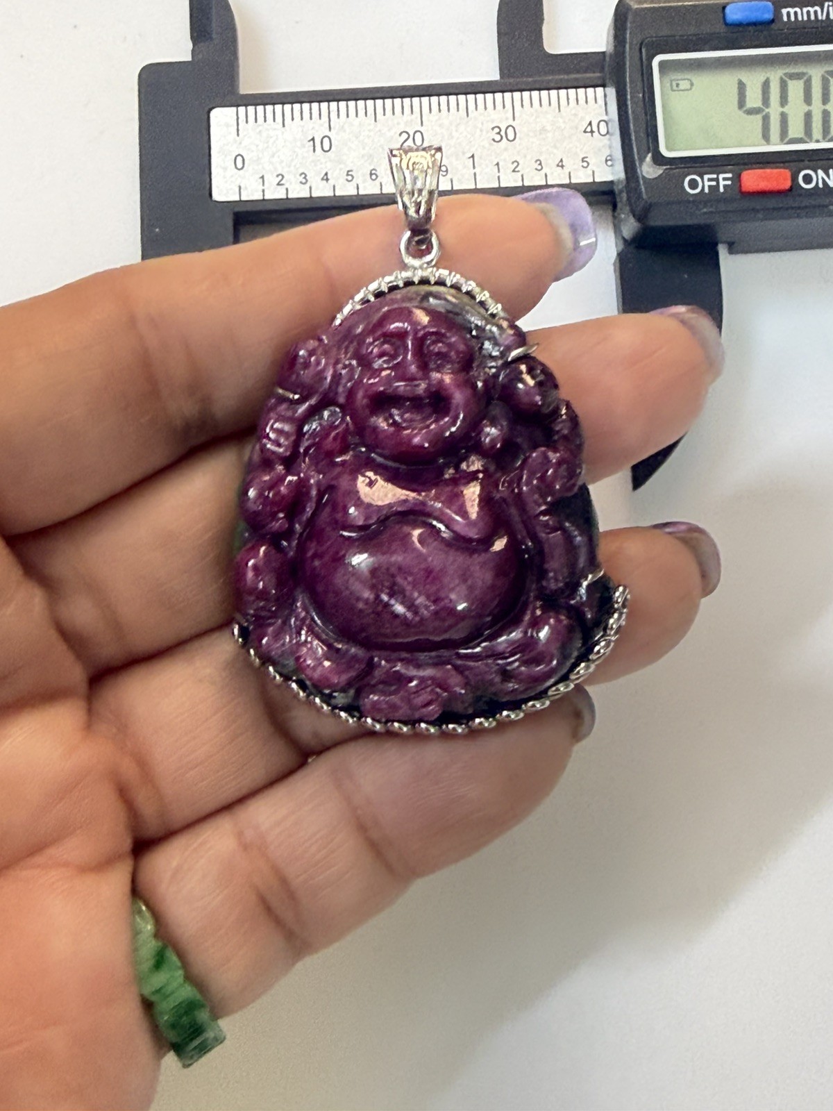 Maitreya Laughing Buddha pendant 100% Natural Ruby . Mặt Dây Chuyền Di Lạc