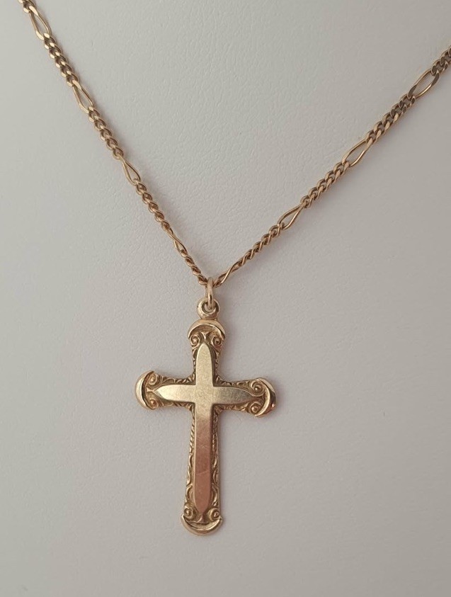 Vintage 9ct Gold Cross Pendant 2g 3.5cm Hallmarked
