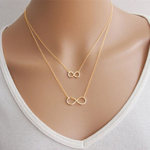 Gold lucky 8 Parallel Choker Statement Bib pendant Clavicle Chain Necklace AG