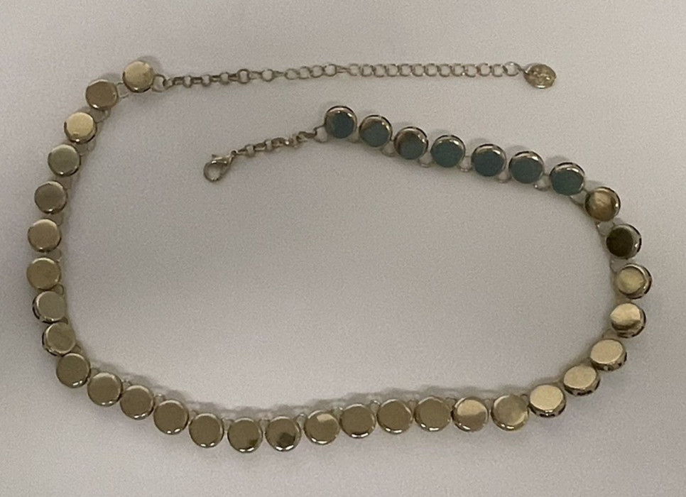 Claire’s Gold Tone Iridescent Aurora Borealis Rhinestone Necklace 16″ w/4″ ext.