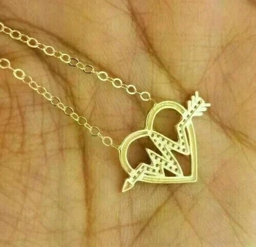 Round Cut Simulated Diamond Women’s HeartBeat Pendant 14K Yellow Gold Plated