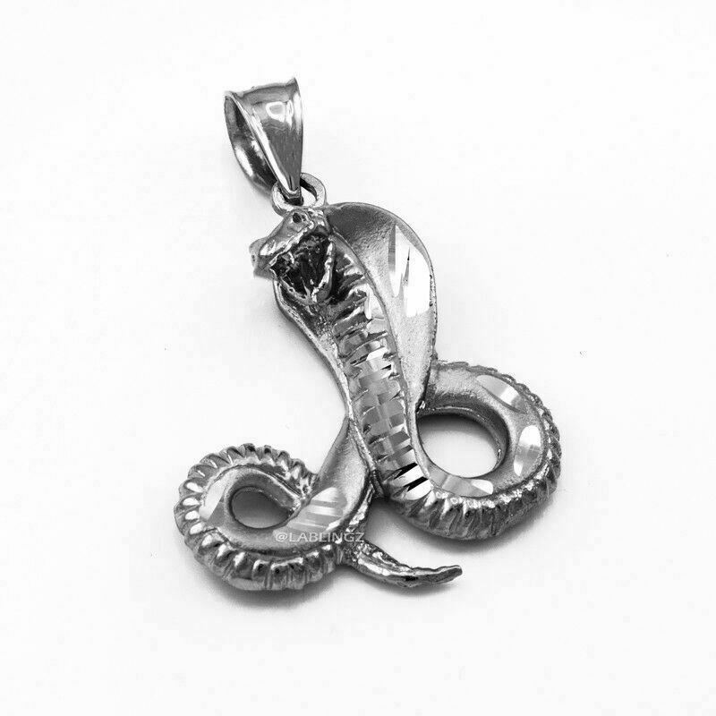 Sterling Silver Cobra Snake Satin DC Pendant
